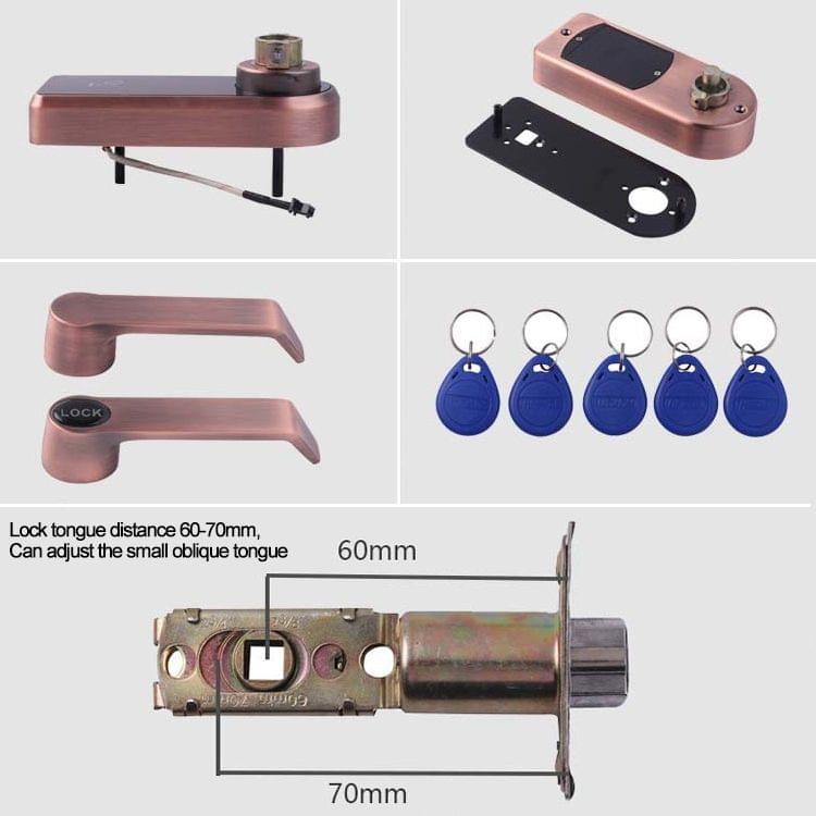 OS8818-HGT Password + Key + Sensor Card Zinc Alloy Red Bronze Electronic Door Lock Touch Screen Electronic Code Lock(Red Bronze)