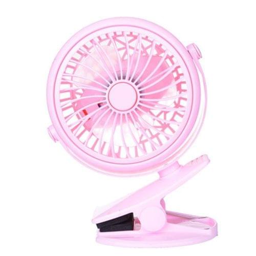 DC 5V USB Rechargeable Battery Operated 360 Degree Rotation Cooling Clip Fan, 2 Speeds (Pink)