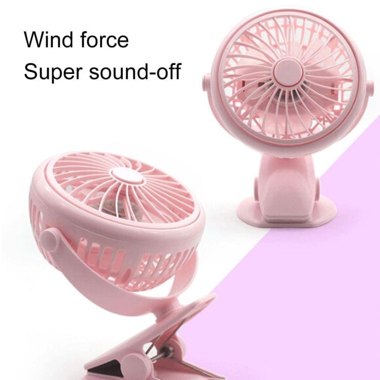 DC 5V USB Rechargeable Battery Operated 360 Degree Rotation Cooling Clip Fan, 2 Speeds (Pink)