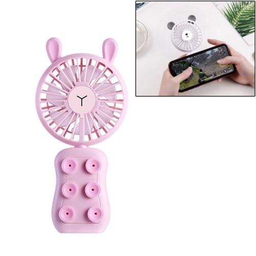 CYKE HND-03 DC 5V USB Portable Foldable Cartoon Rabbit Shaped Suction Cup Mini Fan with Stand & LED Light (Pink)