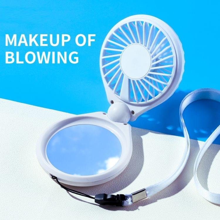 JOYROOM JR-CY275  Portable Mini Foldable Electric Fan with 3 Gear Regulation & Colorful Lights & Beauty Mirror (Pink)