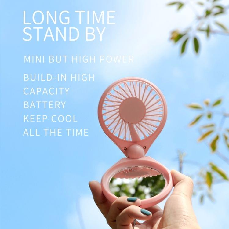 JOYROOM JR-CY275  Portable Mini Foldable Electric Fan with 3 Gear Regulation & Colorful Lights & Beauty Mirror (Grey)