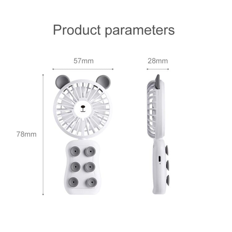 CYKE HND-03 DC 5V USB Portable Foldable Cartoon Panda Shaped Suction Cup Mini Fan with Stand & LED Light (Grey)