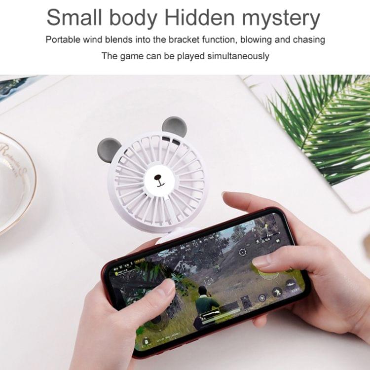 CYKE HND-03 DC 5V USB Portable Foldable Cartoon Panda Shaped Suction Cup Mini Fan with Stand & LED Light (Grey)