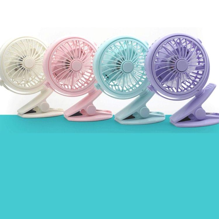 DC 5V USB Rechargeable Battery Operated 360 Degree Rotation Cooling Clip Fan, 2 Speeds (White)