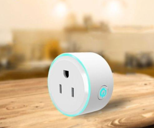 10A Round Shape WiFi 2.4GHz Mini Plug APP Remote Control Timing Smart Socket Works with Alexa & Google Home & Colorful Breathing Light, AC 100-240V, US Plug