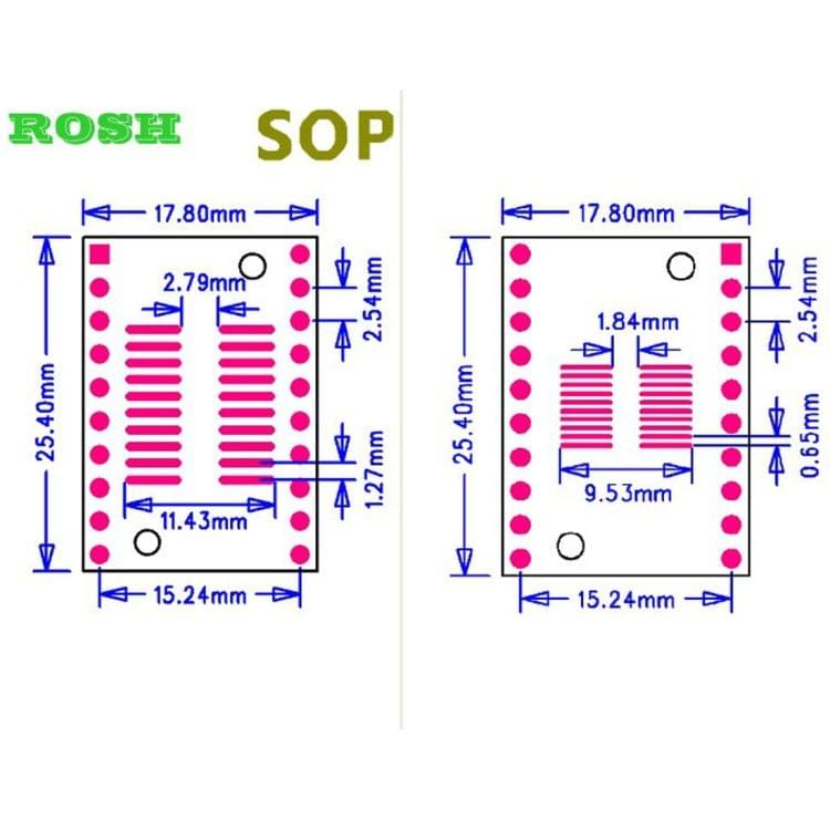 2 PCS Landa Tianrui LDTR - YJ032 / D Dual-side SOP20 / SSOP20 / TSSOP20 SMD to DIP20 Adapter Board for Arduino