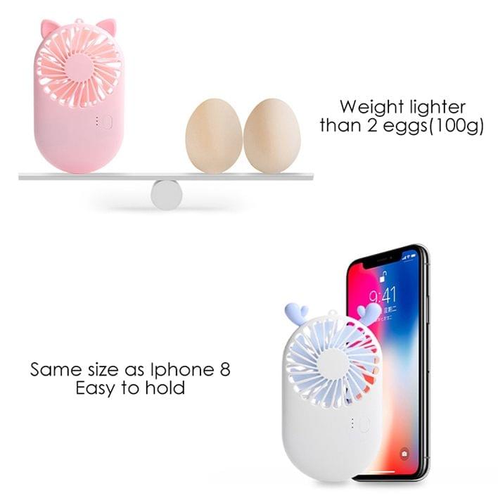 Portable Mini USB Charging Pocket Fan with 3 Speed Control (Pink)