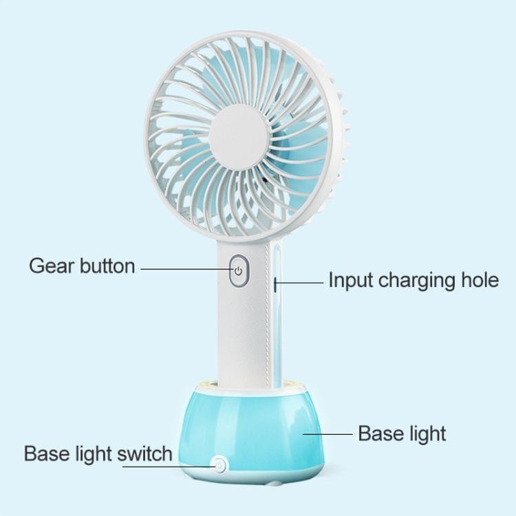 OCUBE D401 4W USB Charging Portable Handheld Electric Fan, with 3 Speed Control & LED Light Base (Pink)