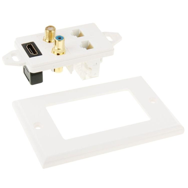 HDMI Female Plug + RCA Female Plug + 2 x 8pin Ethernet Line RJ45 Jacks Wall Plate Panel
