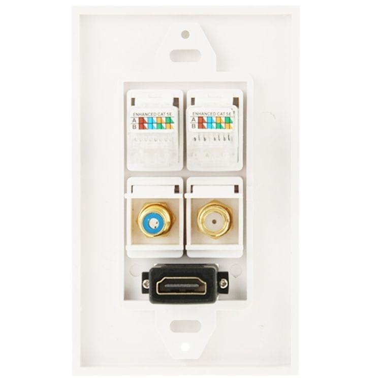 HDMI Female Plug + RCA Female Plug + 2 x 8pin Ethernet Line RJ45 Jacks Wall Plate Panel