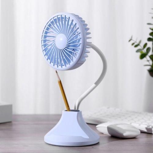 WT-D8 2000mAh 360 Degree Rotation Mini Portable Light Fan with 3 Speed Control& Phone / Pen Holder (Blue)