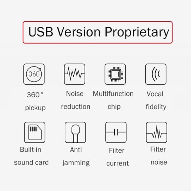 BK Desktop Gooseneck Adjustable USB Wired Audio Microphone, Built-in Sound Card