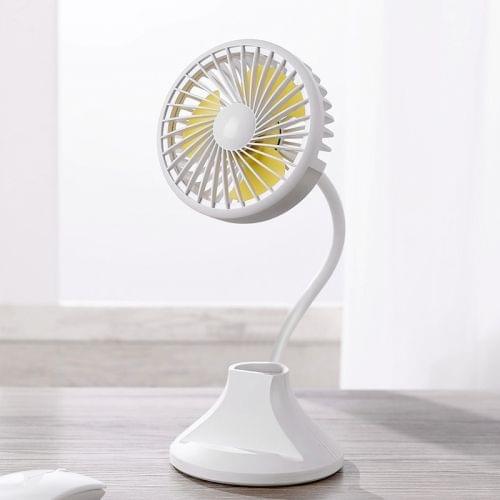 WT-D8 2000mAh 360 Degree Rotation Mini Portable Light Fan with 3 Speed Control& Phone / Pen Holder (White)