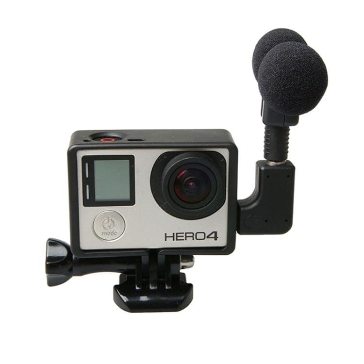 External High Fidelity Mini USB Stereo Microphone Kits with Side Case Frame + Windshield for GoPro HERO4 /3+ /3 Camera