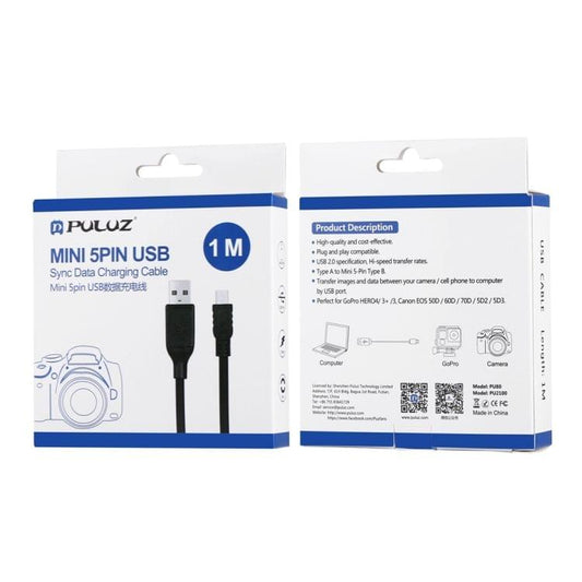 PULUZ Mini 5pin USB Sync Data Charging Cable for GoPro HERO4 /3+ /3, Length: 1m\t    \t\t        \t
                        \t
    \t\t\t\t    \t\t\t\t ()