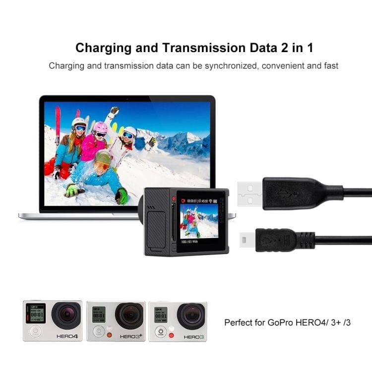 PULUZ Mini 5pin USB Sync Data Charging Cable for GoPro HERO4 /3+ /3, Length: 1m\t    \t\t        \t
                        \t
    \t\t\t\t    \t\t\t\t ()