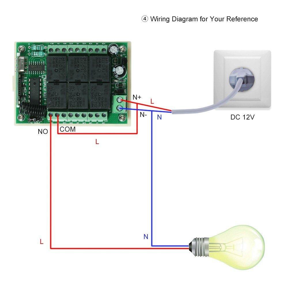 433Mhz DC 12V 10A Relay Wireless RF Remote Control Switch