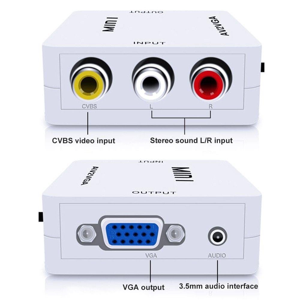 Mini AV2VGA Video Converter Convertor Box AV RCA CVBS to VGA Video Converter Conversor with 3.5mm Audio to PC HDTV Converter