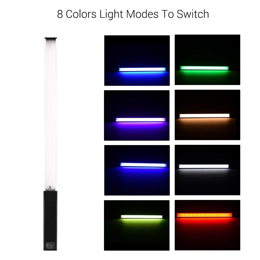 LUXCEO Handheld Photography Light Portable LED Video Light Wand 3000K/5750K/RGB Color 12 Brightness Levels Colorful Stick with Carrying Bag Remote Control Photography Lighting Kit