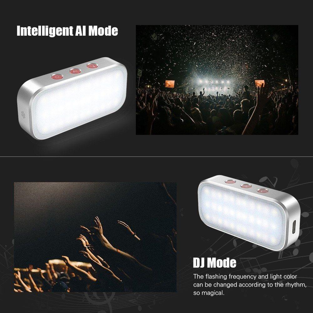 APEXEL APL-FL02 bomshot Multi-functional Intelligent RGB LED Video Light Lamp Panel Support 7 Light Colors 3200K-5200K Adjustable Brightness Fill-in Light with 1/4 Inch Screw Hole AI Mode for Selfie Product Photography EDM DISCO Dancing