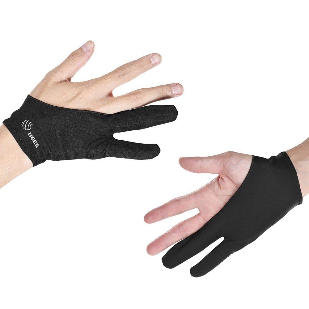 UGEE Free Size Two-Finger Drawing Glove Anti-fouling Black Suitable for Right & Left Hand for Artist Tablet Drawing