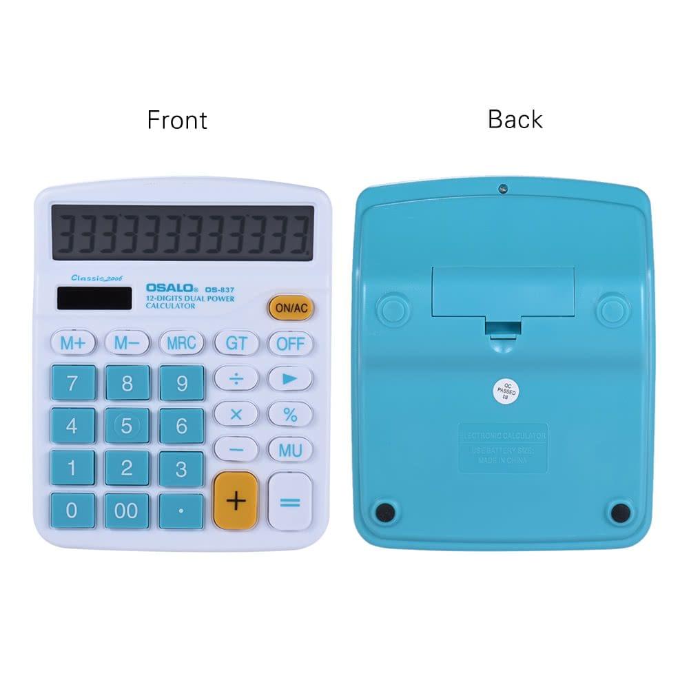Handheld Colorful Standard Function Desktop Electronic Calculator Solar and Battery Dual Powered 12 Digits Green