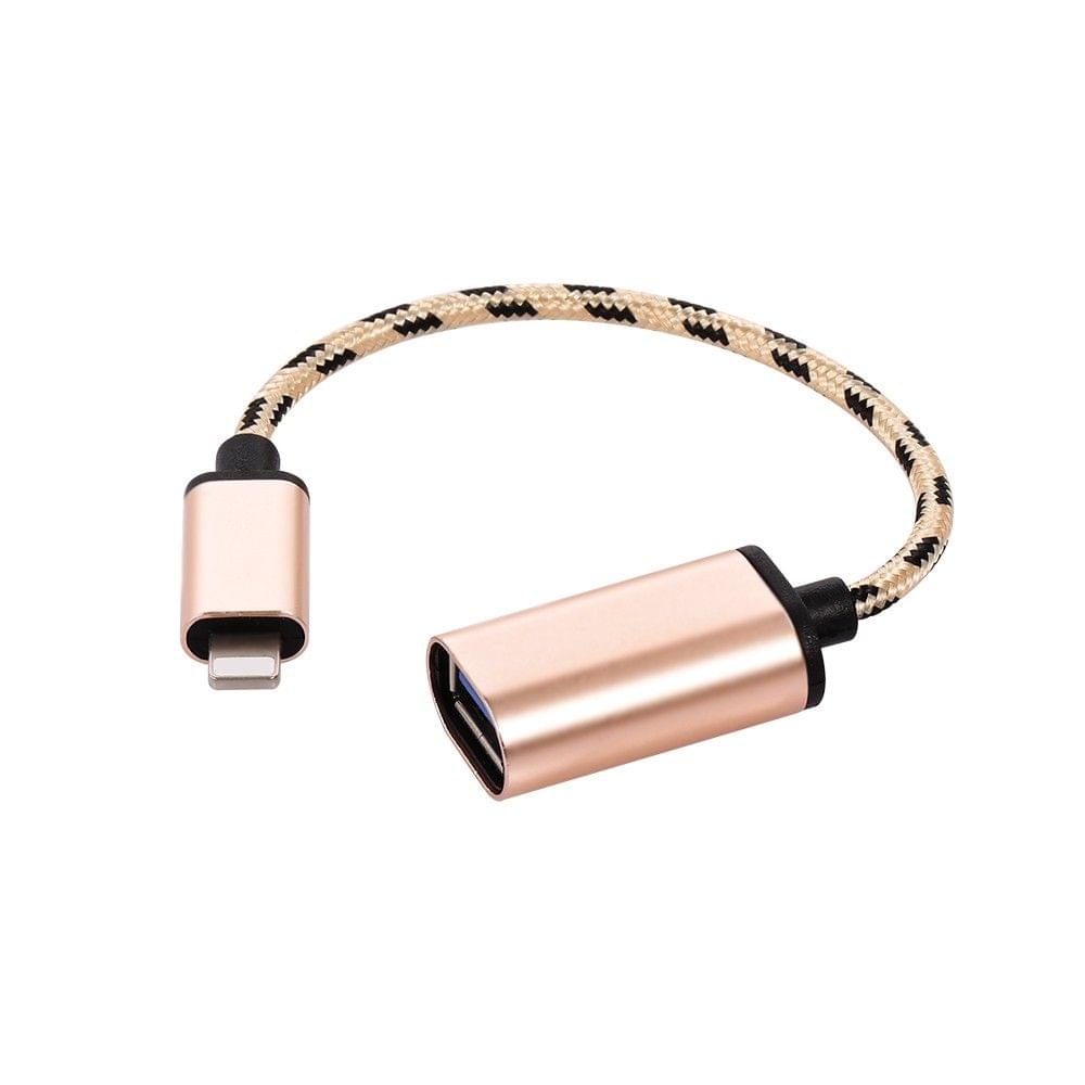 Lightning OTG Cable Lightning Male to USB3.0 Adapter Data Transfer Cord for iPhone(Golden)