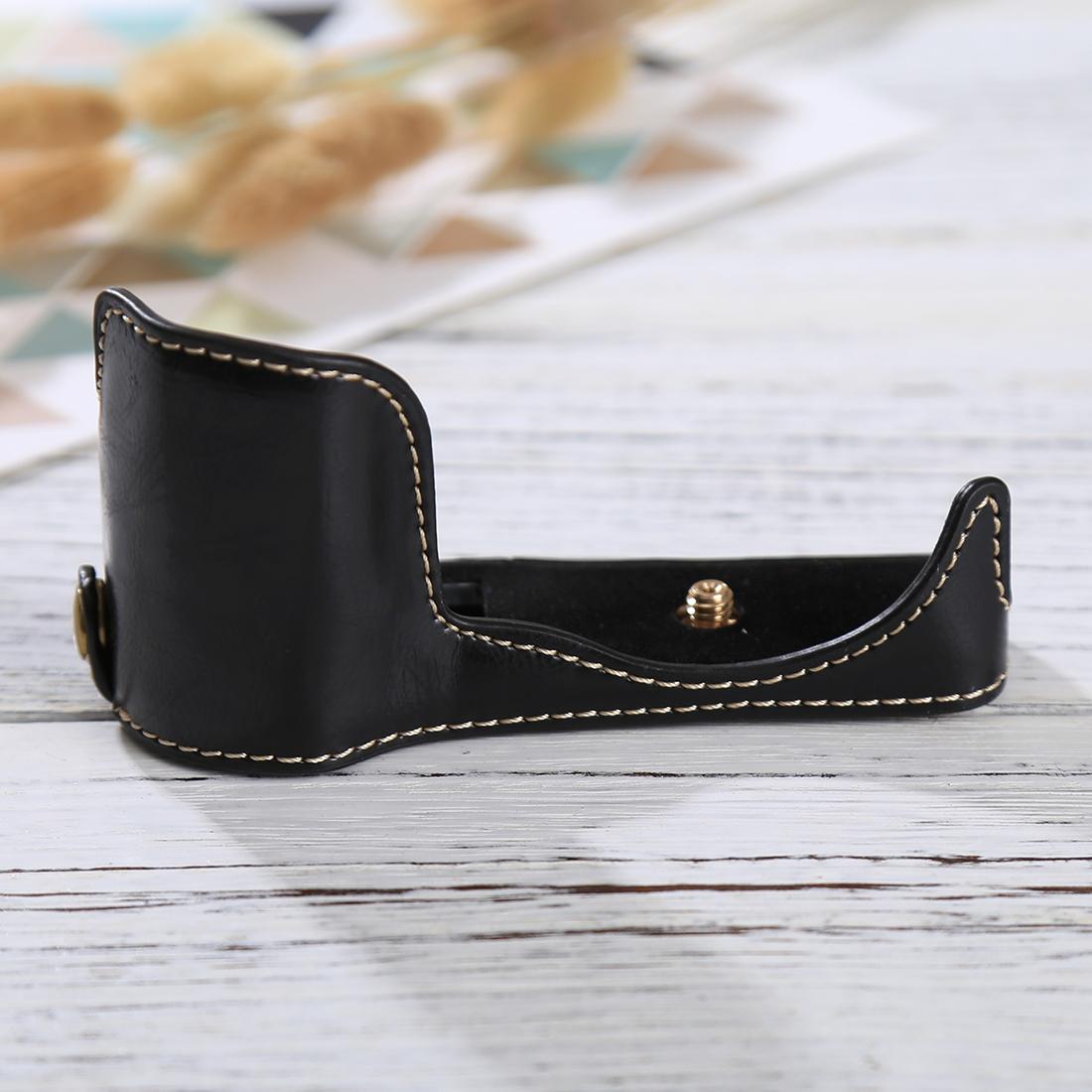 1/4 inch Thread PU Leather Camera Half Case Base for Sony ILCE-5100 / A5100 (Black)