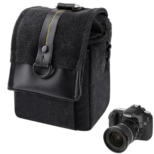Portable Camera Canvas Bag with Strap (Black)