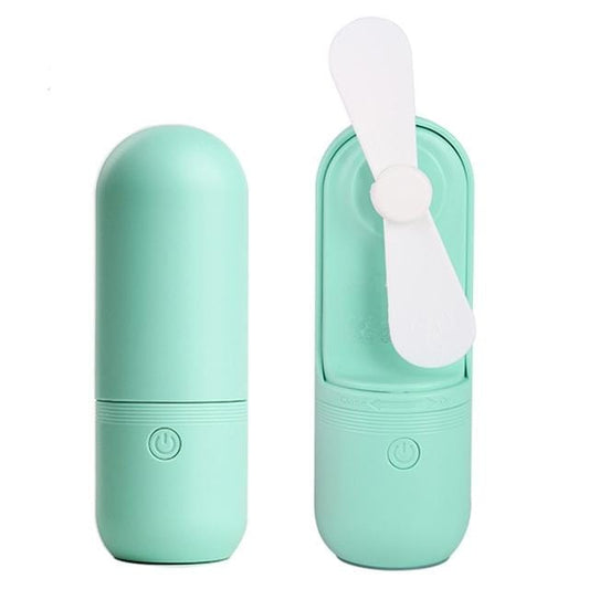 USB Charging Handheld Mini Folding Fan Desktop Fan (Green)
