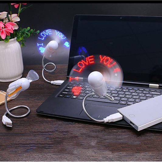 USB LED Colored Flash Word Mini Fan with Switch (Style1)