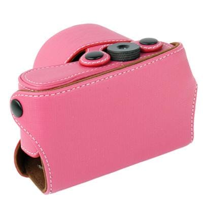 Digital Leather Camera Case Bag with Strap for Sony NEX-3N (Pink)