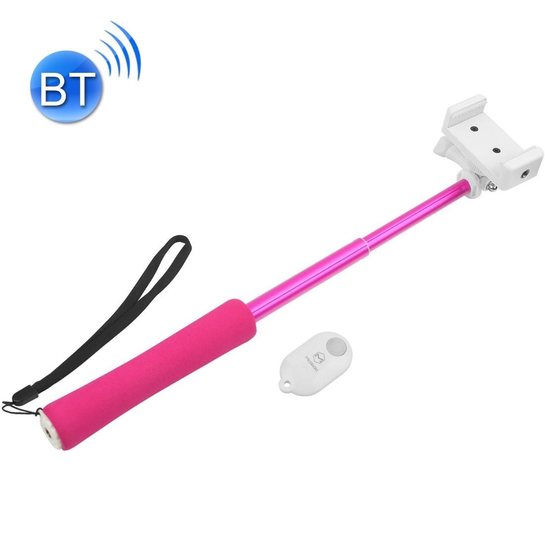 Mcdodo MSS-0292 mini Adjustable Bluetooth Wireless Self-timer Handheld Selfie Monopod with String for Smartphones, Stick Extension Length: 19cm - 50cm, Clip Extension Length: 5.5cm - 10cm (Magenta)
