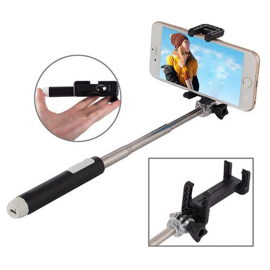 Portable RK-Mini2 Bluetooth Wireless Selfie Stick Monopod Folding Extendable Pocket Handheld Holder for iOS & Android Phone, Folded Length: 13.4cm, Max Extension Length: 73.0cm, Bluetooth Distance: 10m (Black)