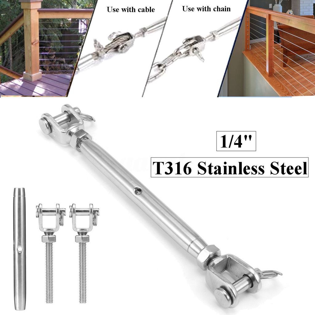 Stainless Steel Closed Body Turnbuckle Jaw Wire Rope Fork Rigging Screw M6