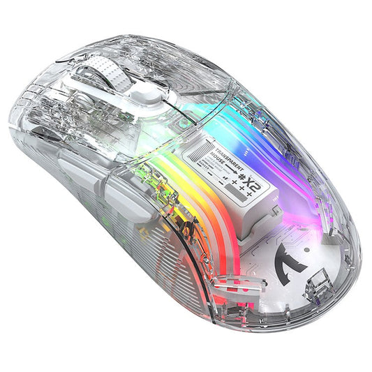 ATTACK SHARK X2 Transparent Bluetooth Mouse RGB Light Three Modes 5DPI Wireless Mouse - White
