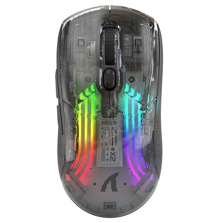 ATTACK SHARK X2 Transparent Bluetooth Mouse RGB Light Three Modes 5DPI Wireless Mouse - Black