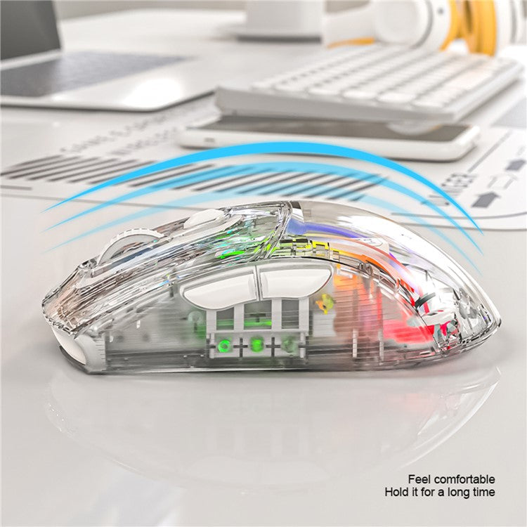 ATTACK SHARK X2 Transparent Bluetooth Mouse RGB Light Three Modes 5DPI Wireless Mouse - Black