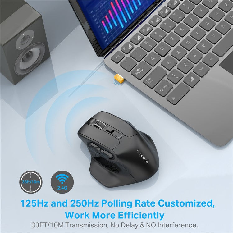 E-YOOSO X31 2.4G Wireless Ergonomic 6-Key Laptop Computer Mouse for Home and Office