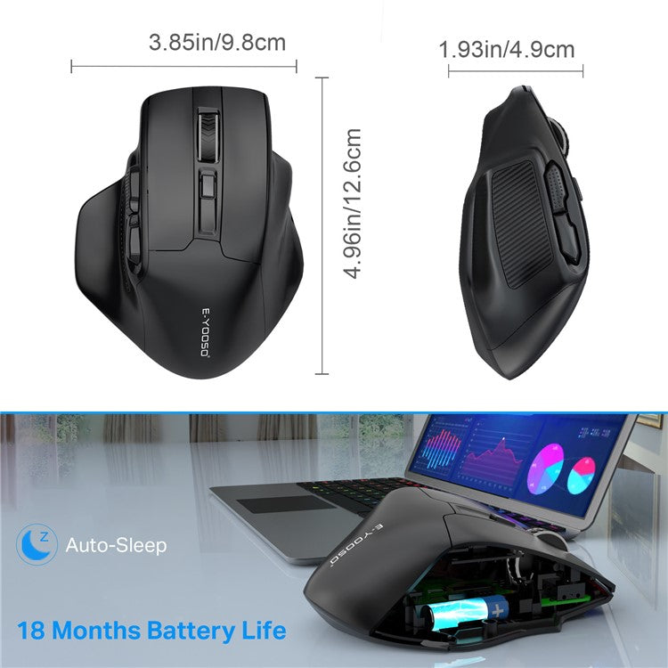 E-YOOSO X31 2.4G Wireless Ergonomic 6-Key Laptop Computer Mouse for Home and Office