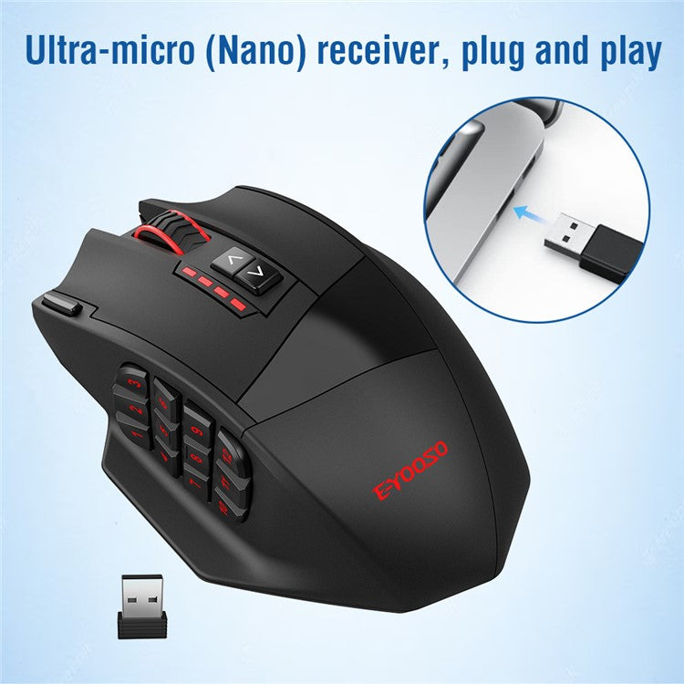 E-YOOSO X33 2.4G Wireless + USB-C Wired Computer Gaming Mouse with 12 Side Buttons