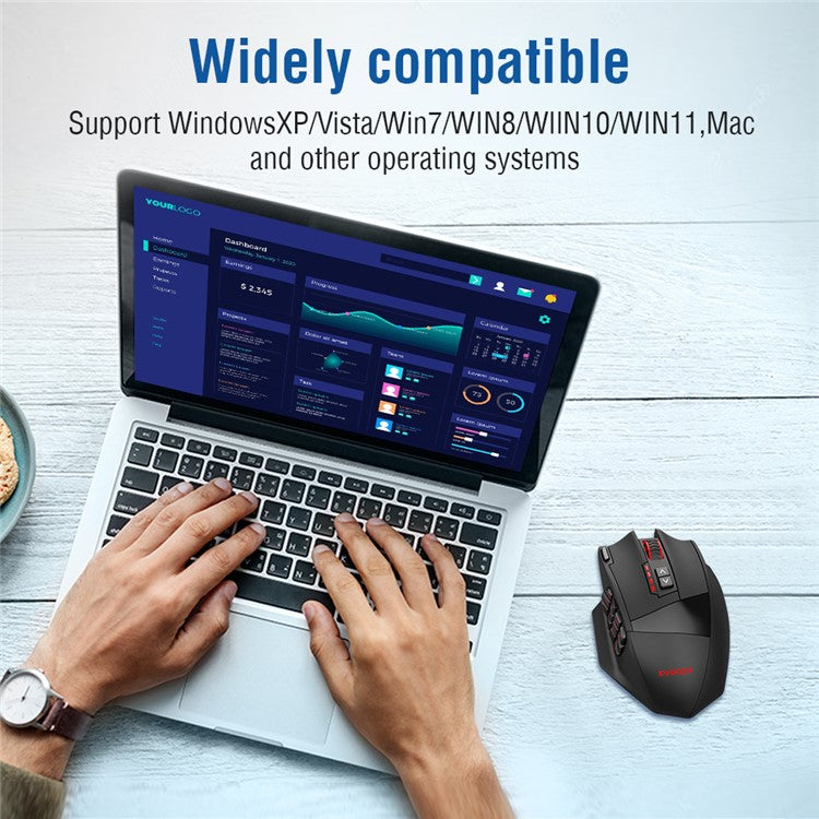 E-YOOSO X33 2.4G Wireless + USB-C Wired Computer Gaming Mouse with 12 Side Buttons