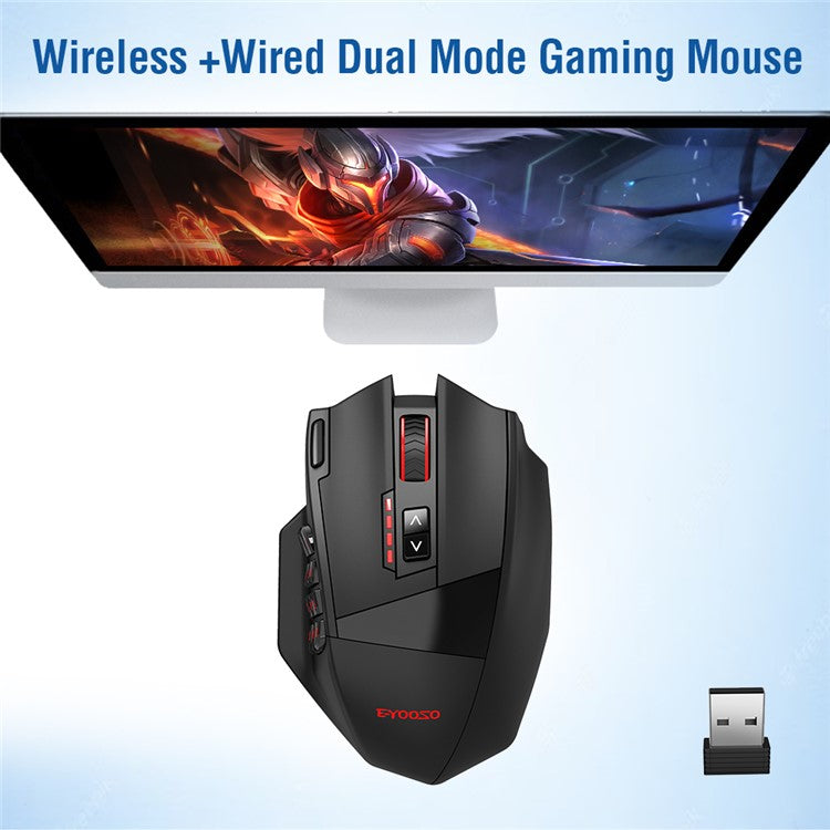 E-YOOSO X33 2.4G Wireless + USB-C Wired Computer Gaming Mouse with 12 Side Buttons