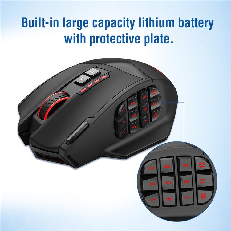 E-YOOSO X33 2.4G Wireless + USB-C Wired Computer Gaming Mouse with 12 Side Buttons