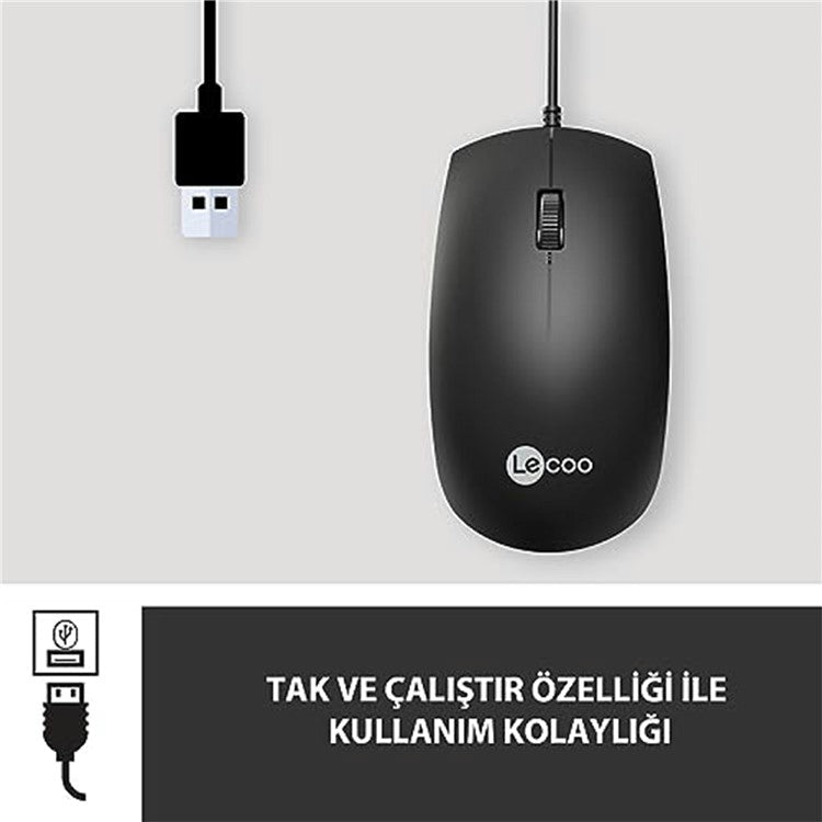 LENOVO LECOO MS100 USB Wired Mouse Ergonomics Desktop Computer Laptop Mice