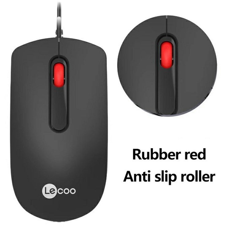 LENOVO LECOO MS102pro USB Wired Mouse Red Roller Desktop Computer Laptop Mice