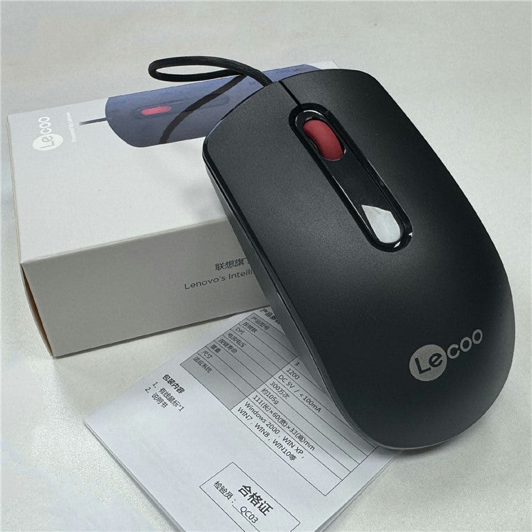 LENOVO LECOO MS102pro USB Wired Mouse Red Roller Desktop Computer Laptop Mice