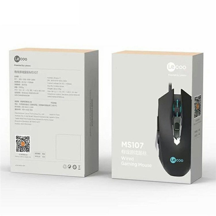 LENOVO LECOO MS107 Colorful Light USB Wired Gaming Mouse Computer Laptop Mice