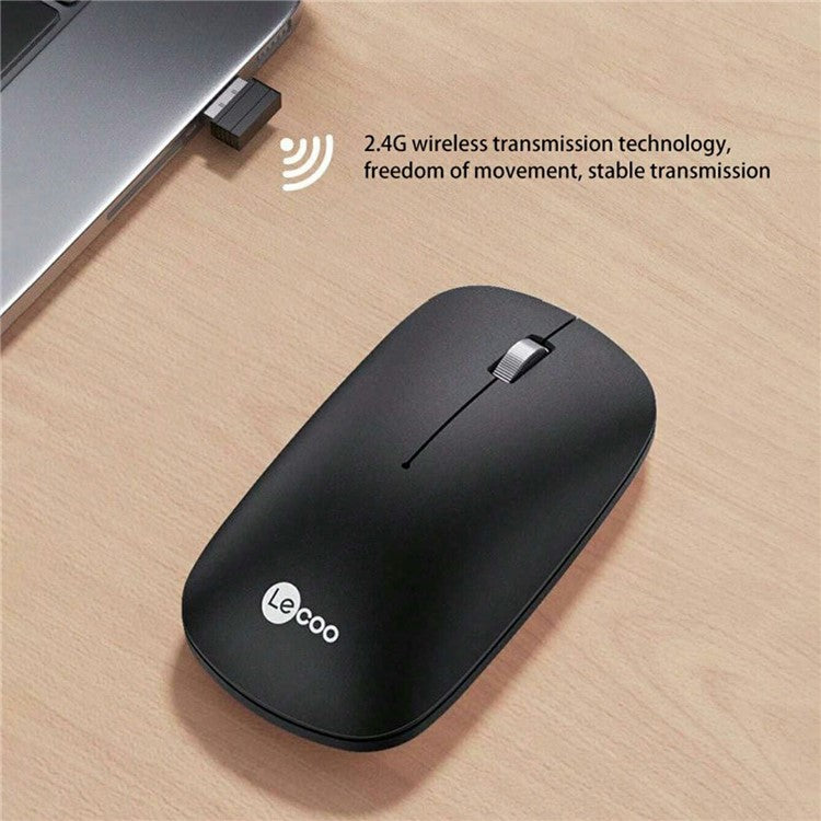 LENOVO LECOO WS214 2.4G Wireless Mouse Battery Powered Home Office Computer Laptop Mice - Black